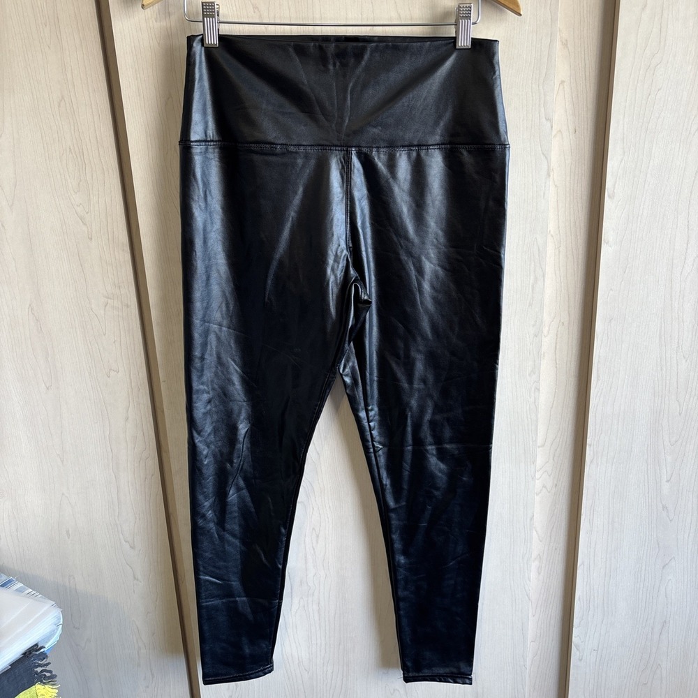 Hot Kiss Leggings‎ Womens Large Black Faux Leather High Rise Stretch Pants